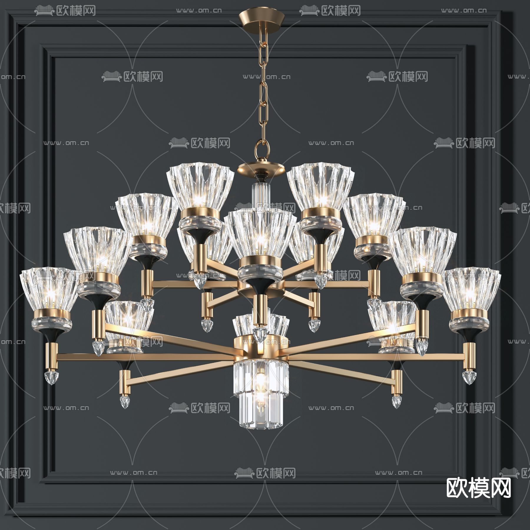 现代轻奢水晶灯吊灯3d模型下载