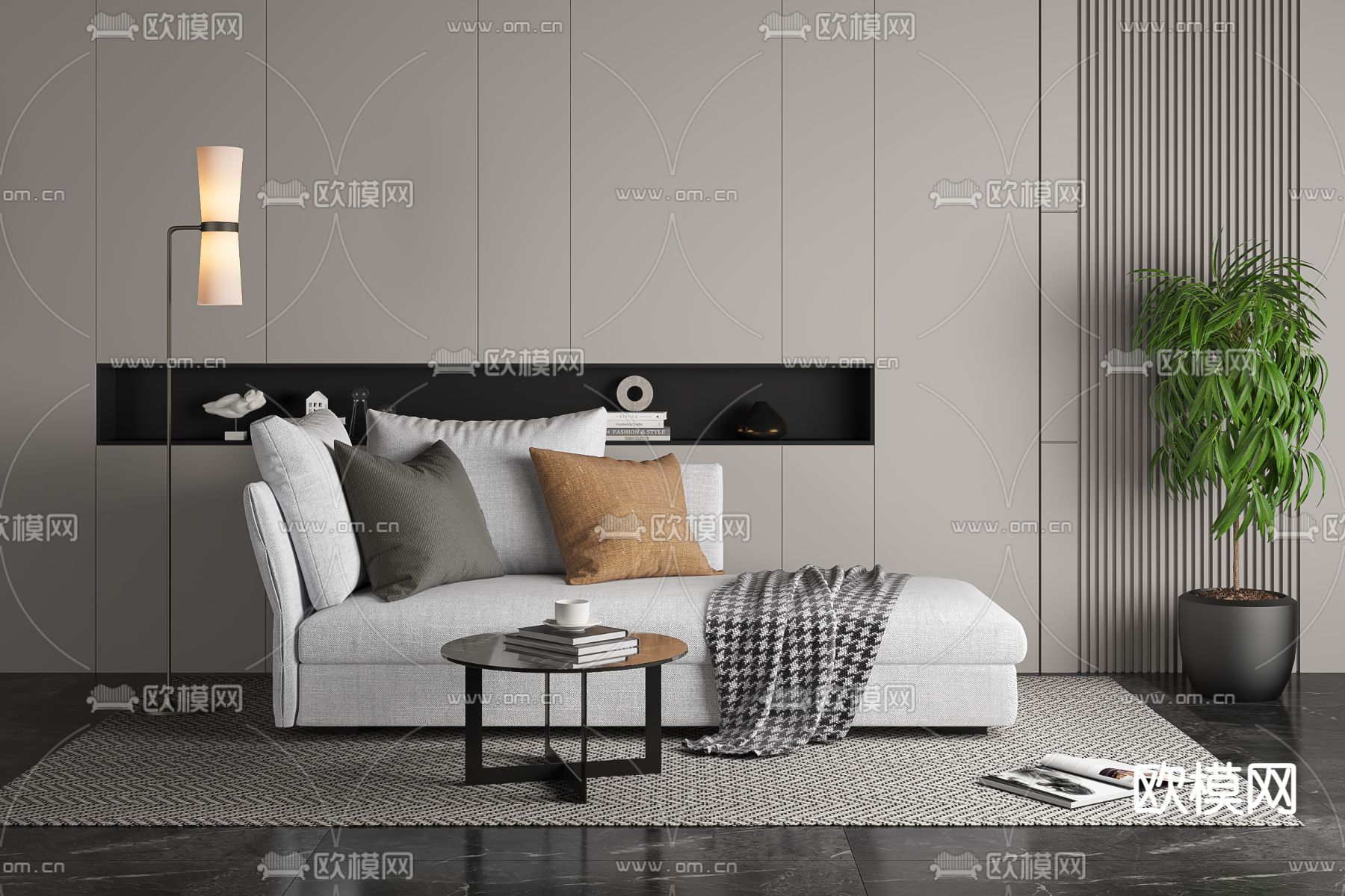 Molteni&C 现代布艺贵妃椅3d模型