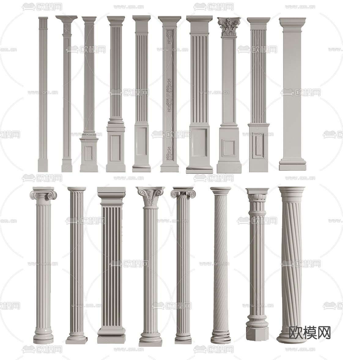 欧式石膏罗马柱3d模型下载