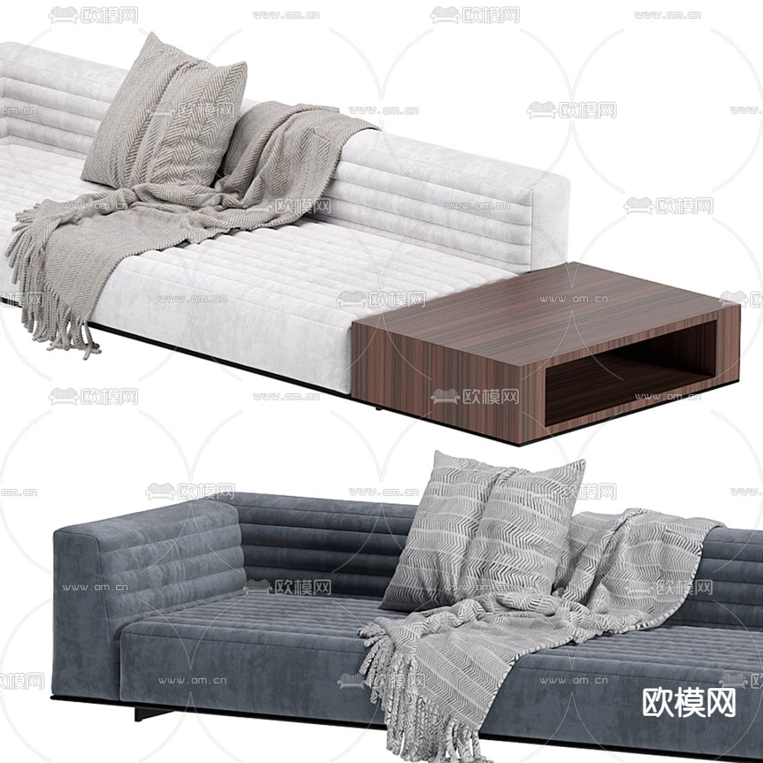 现代布艺多人沙发3d模型下载（渲染图3）