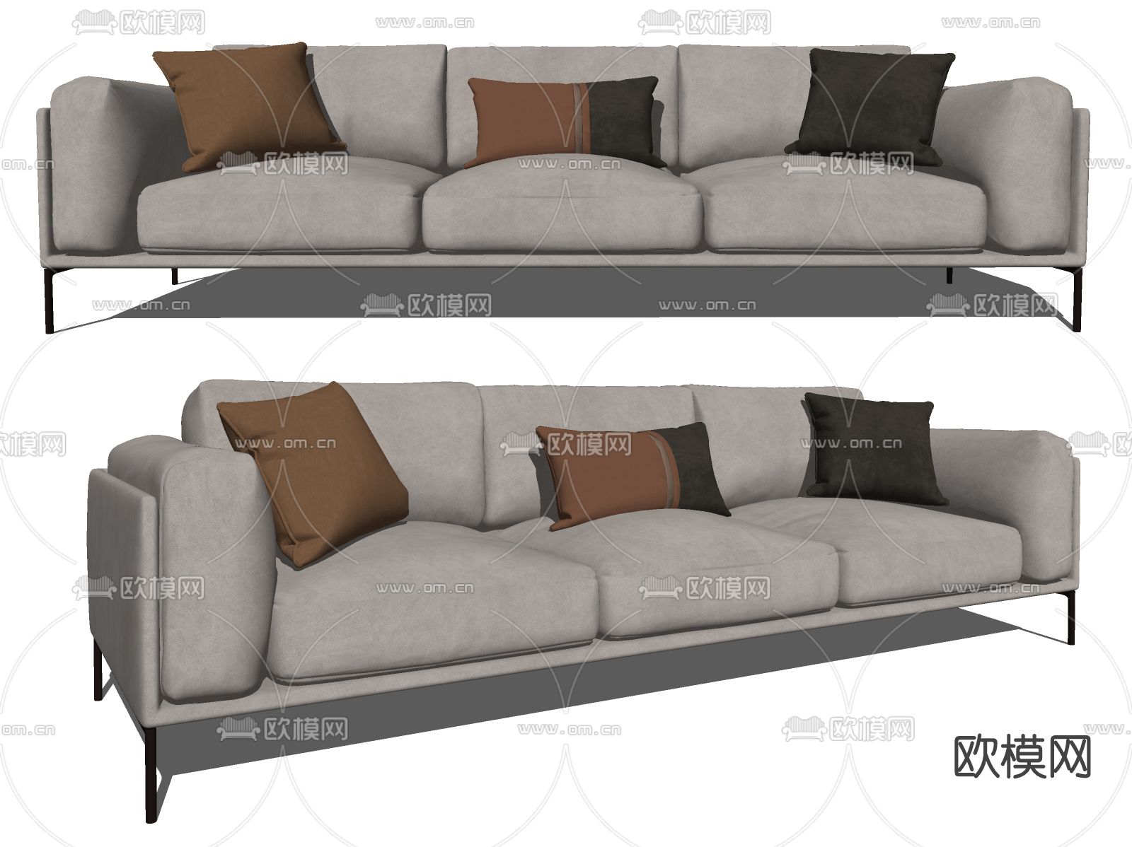 现代布艺多人沙发su模型下载（渲染图2）