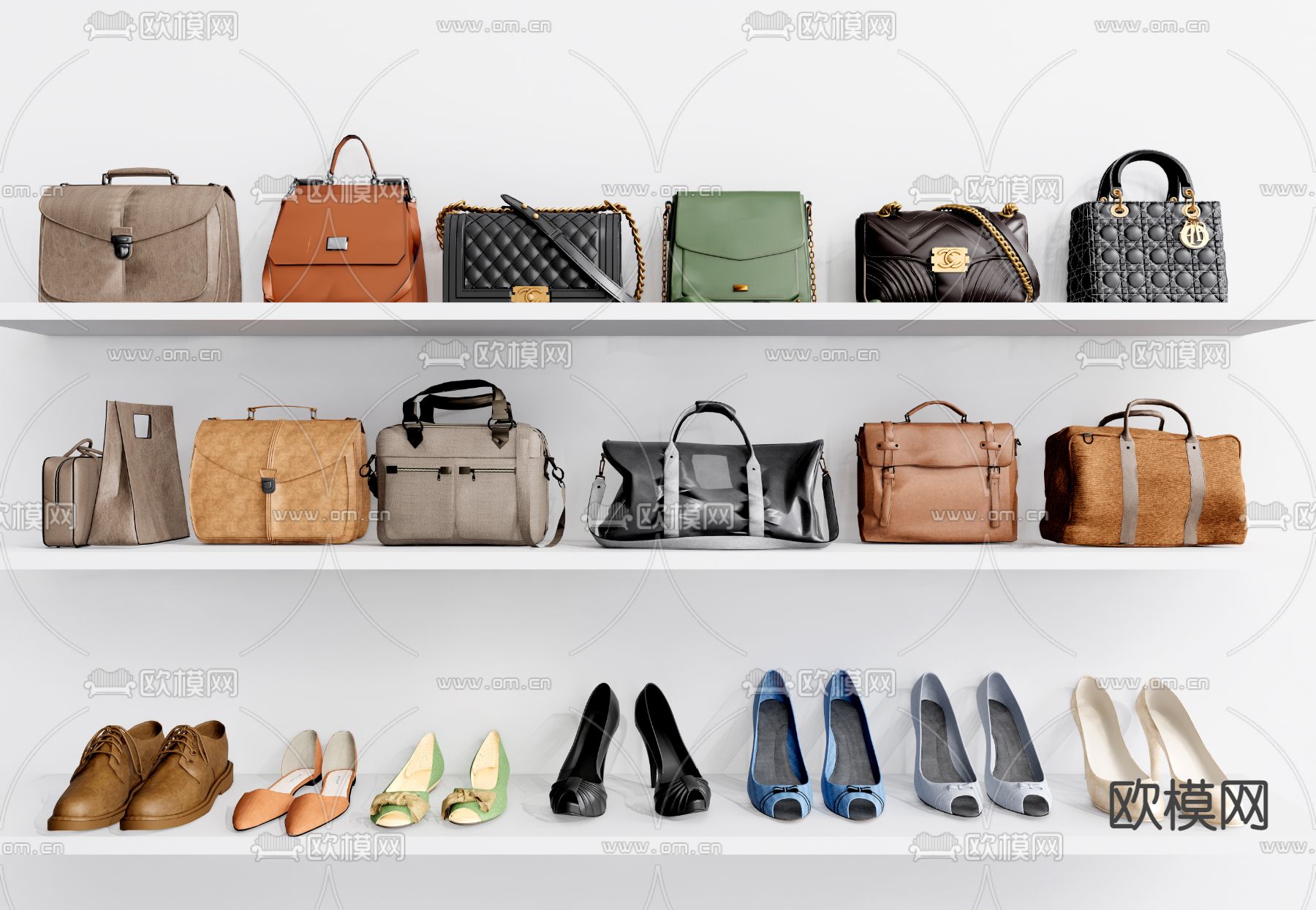 现代女士包包手提包su模型下载（渲染图1）