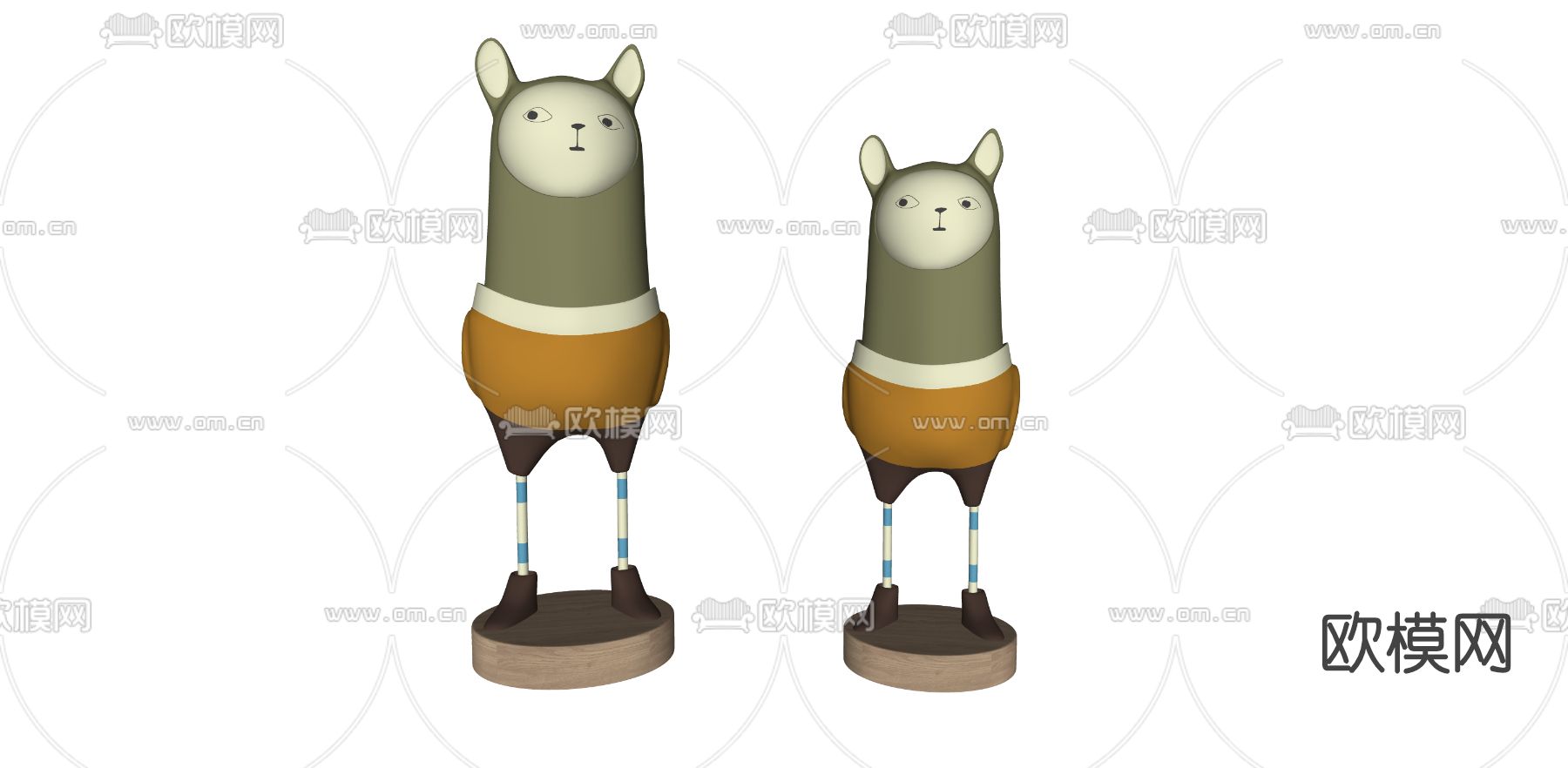 现代卡通玩偶su模型下载（渲染图2）