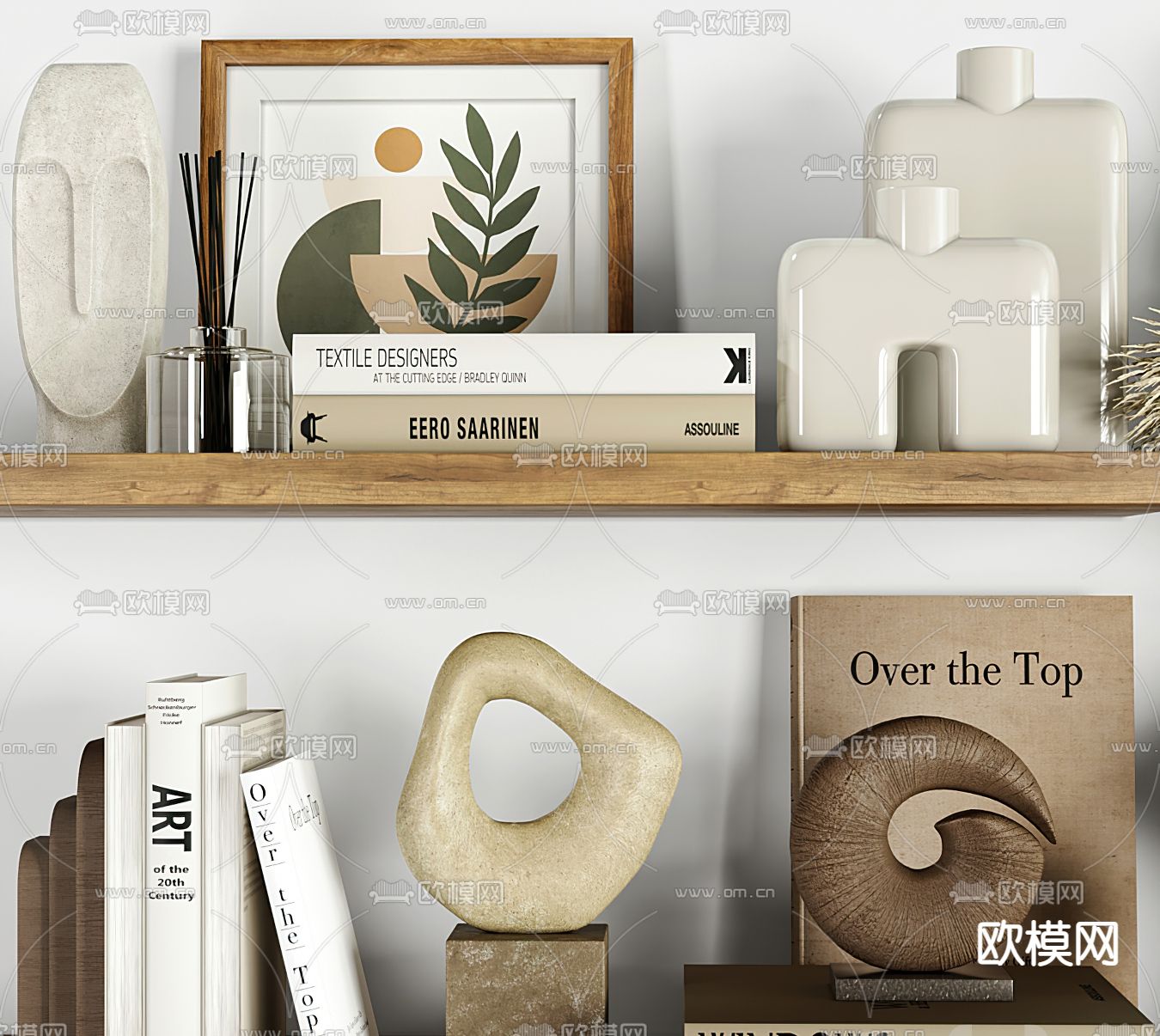 现代书籍雕塑饰品摆件3d模型下载（渲染图2）