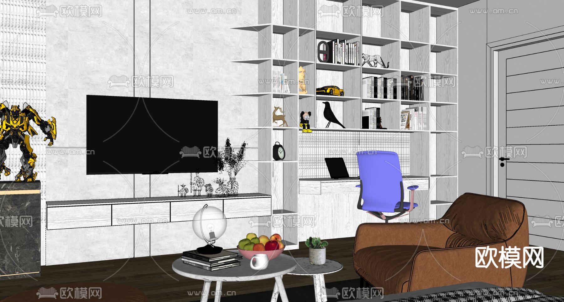 现代卧室su模型下载（渲染图4）