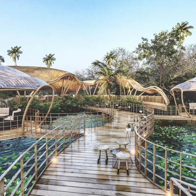  现代森林餐厅su模型 