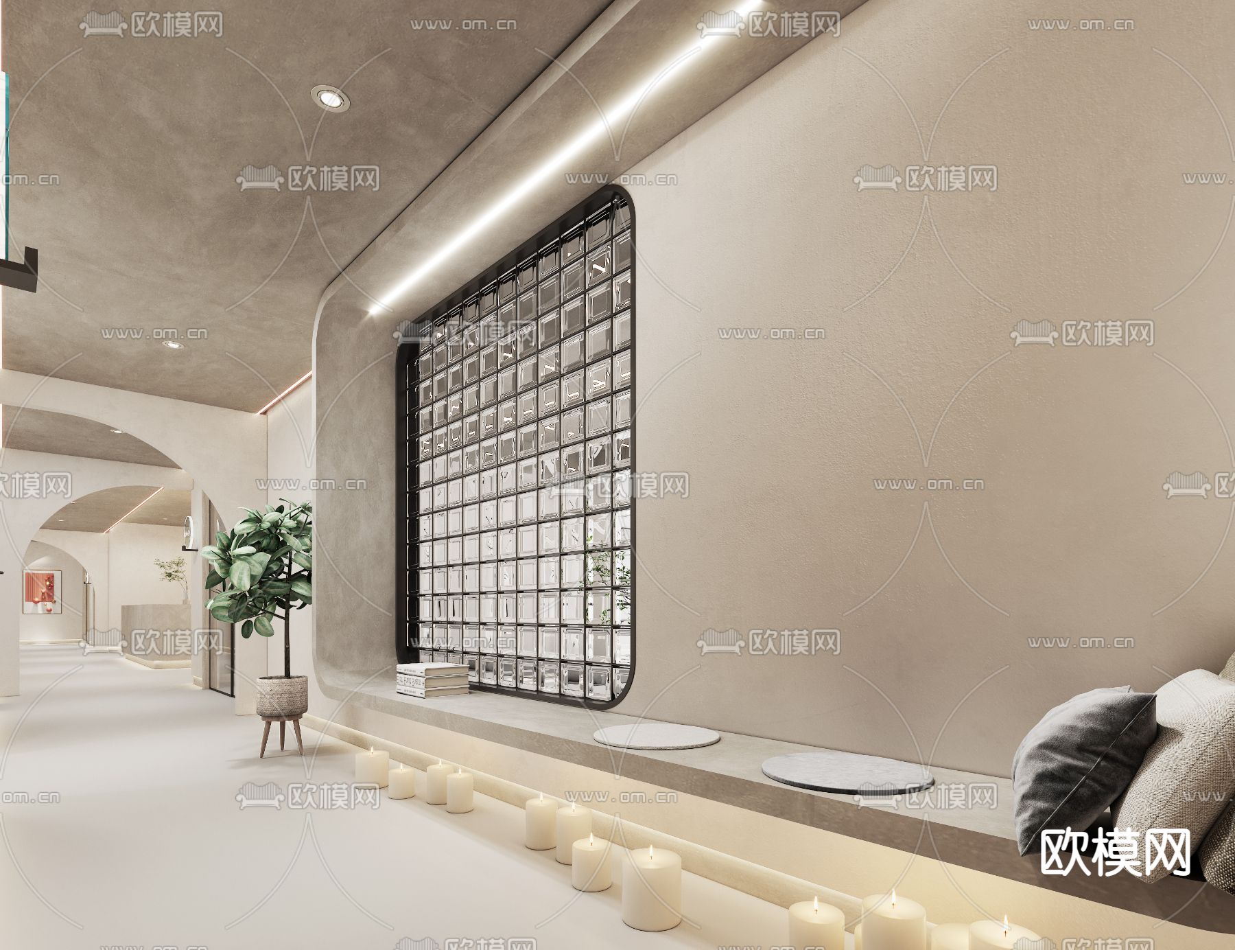 侘寂风瑜伽美容院3d模型下载（渲染图3）