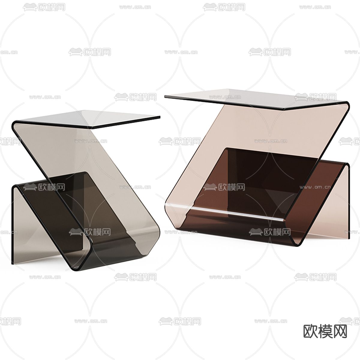 现代亚克力边几3d模型