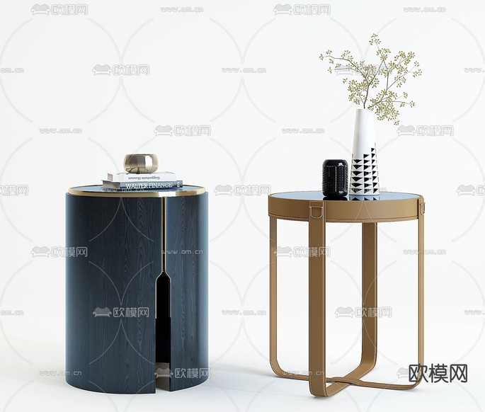 现代轻奢边几圆几3d模型下载