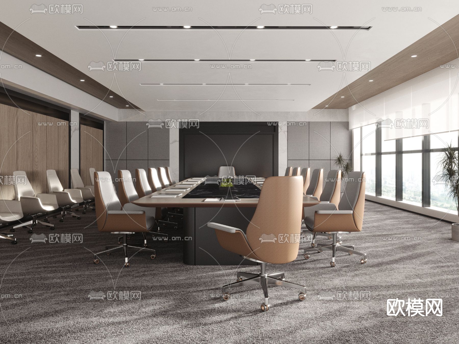 现代会议室3d模型下载