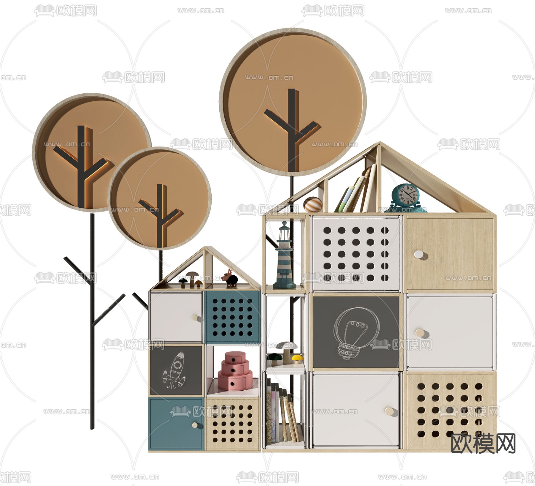 现代儿童装饰柜3d模型下载