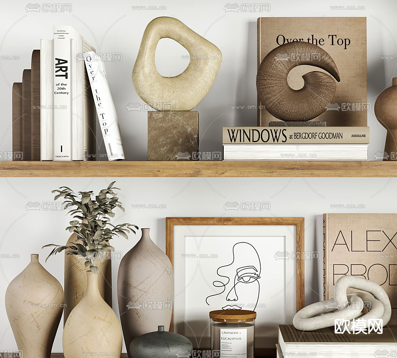 现代书籍雕塑饰品摆件3d模型下载（渲染图3）