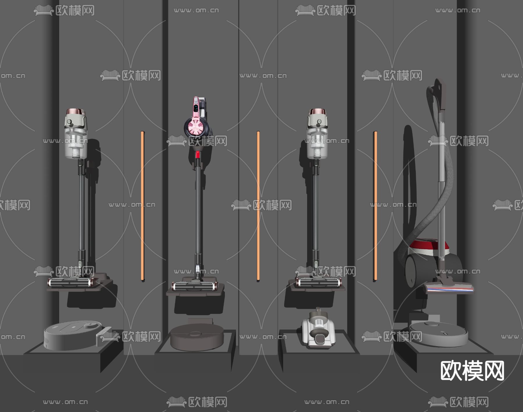 现代吸尘器扫地机器人su模型下载（渲染图2）