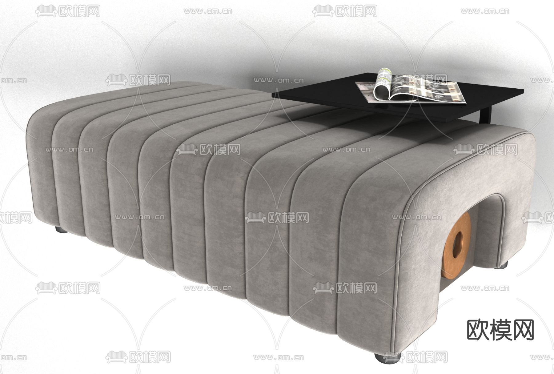 现代布艺沙发脚踏免费3d模型下载