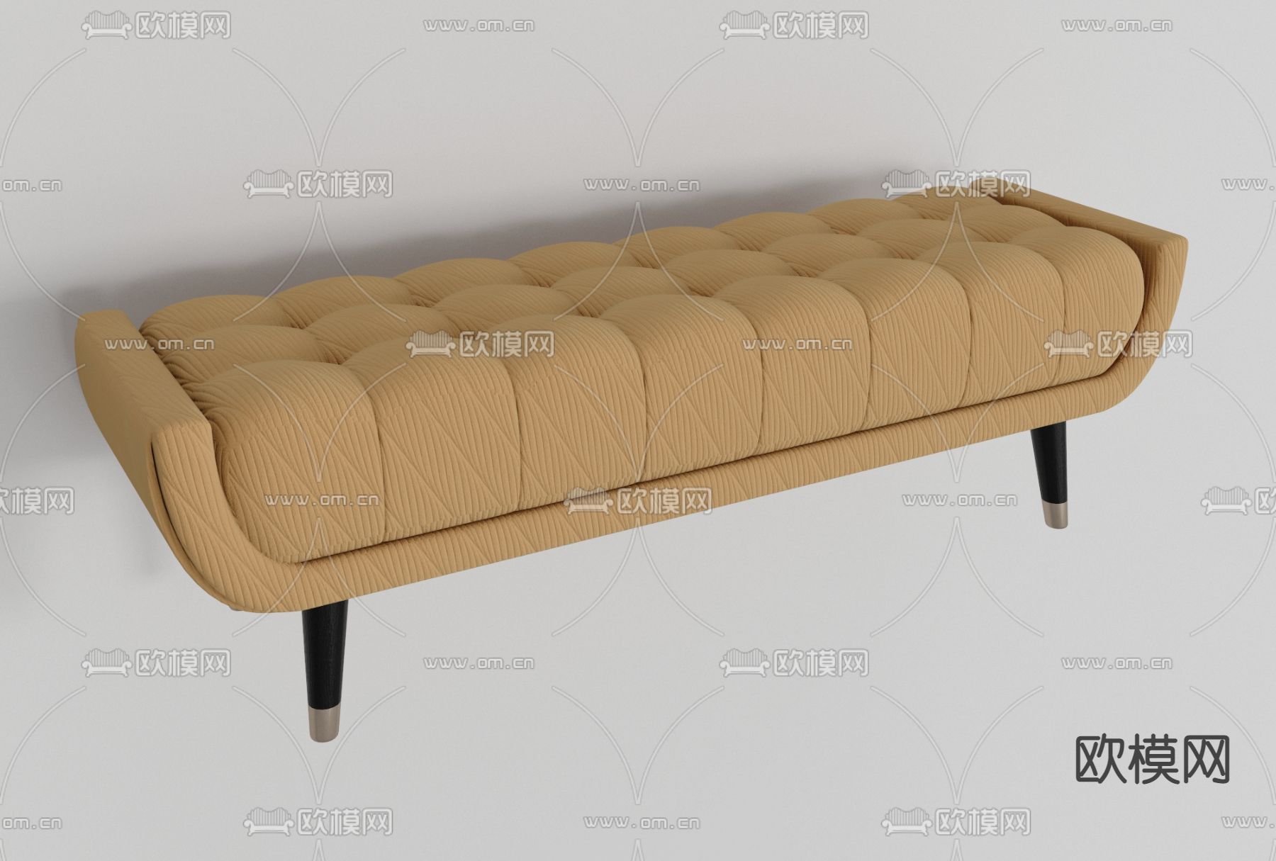 简欧布艺脚踏免费3d模型下载