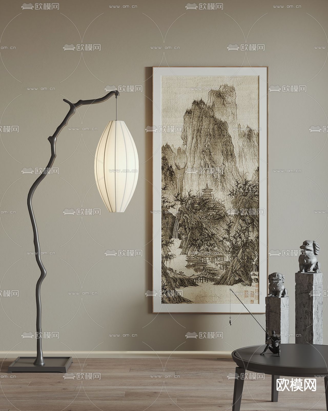 新中式装饰画挂画su模型