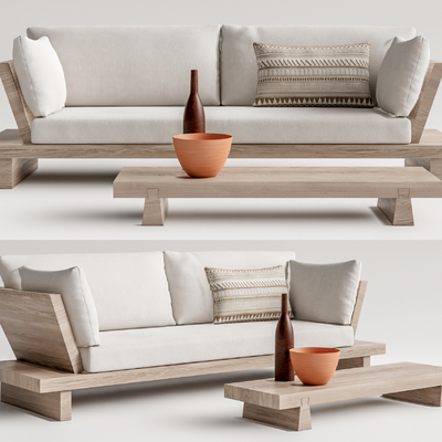 侘寂风布艺多人沙发su模型