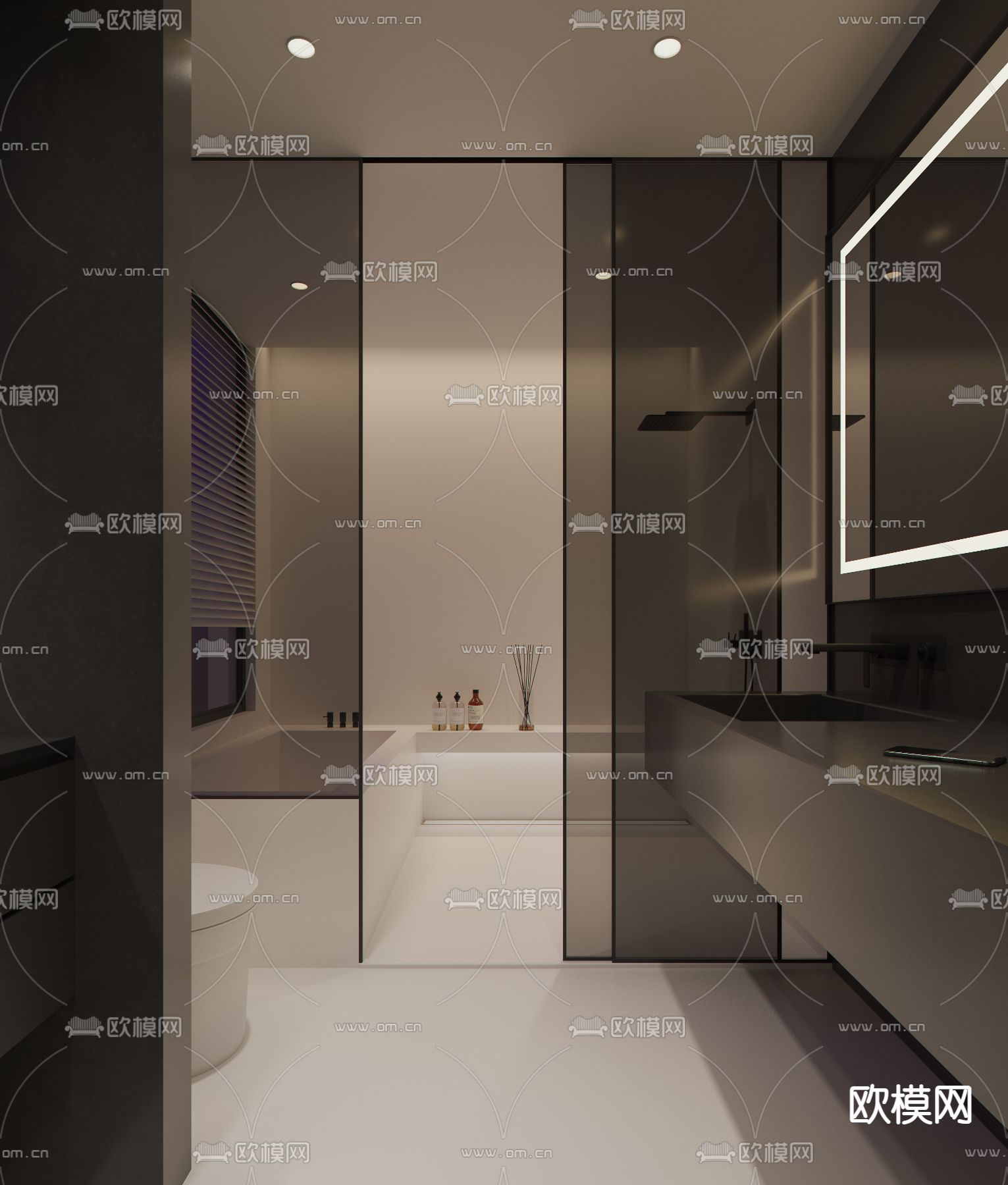 现代卫生间浴室3d模型下载_ID11693155_3dmax免费模型-欧模网