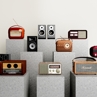  现代音响复古收音机su模型 