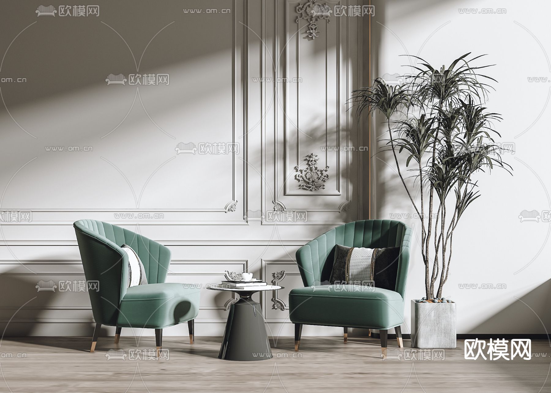 法式布艺休闲椅3d模型