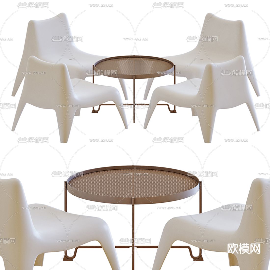 现代户外休闲桌椅3d模型下载（渲染图1）