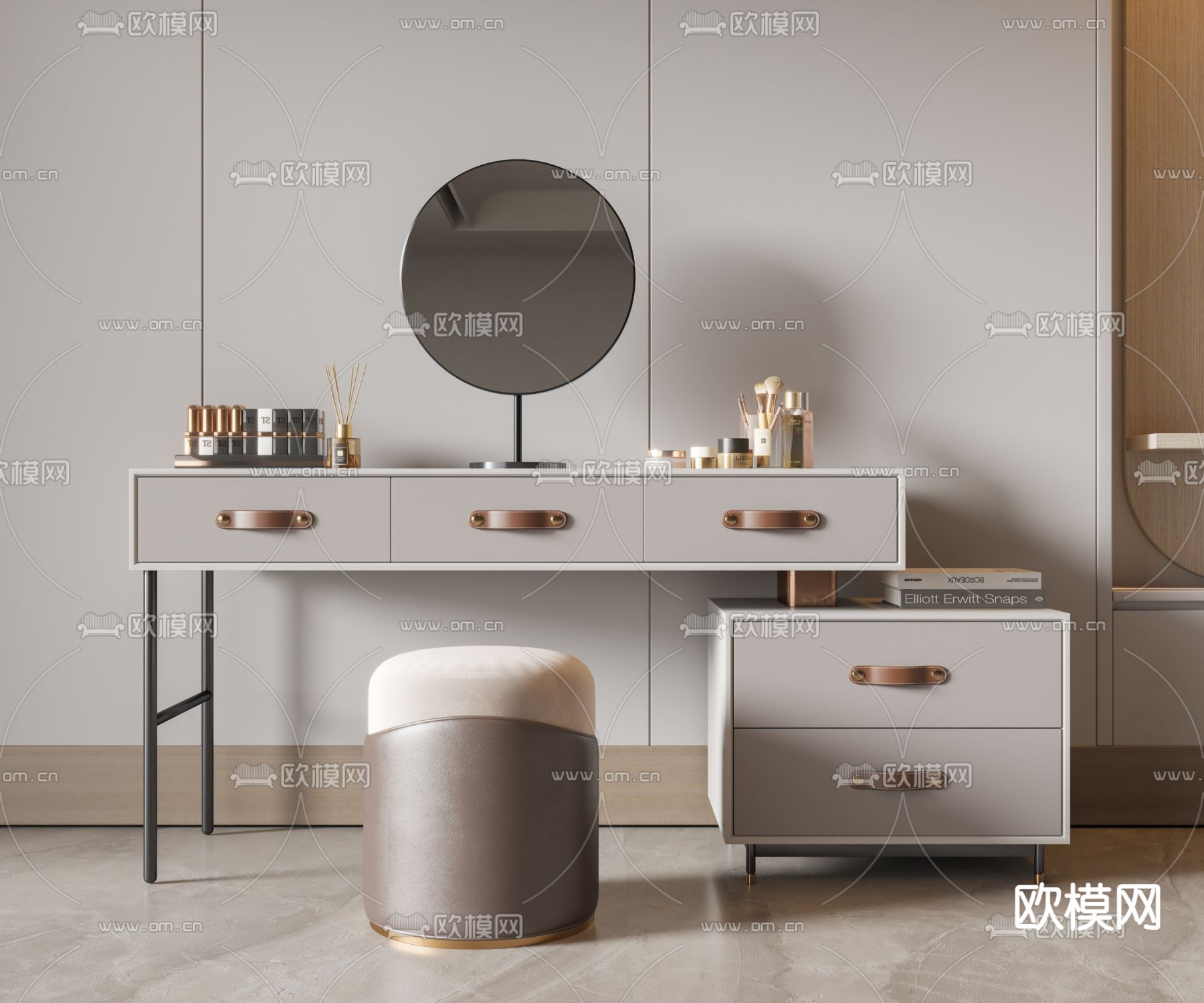 现代轻奢梳妆台3d模型下载