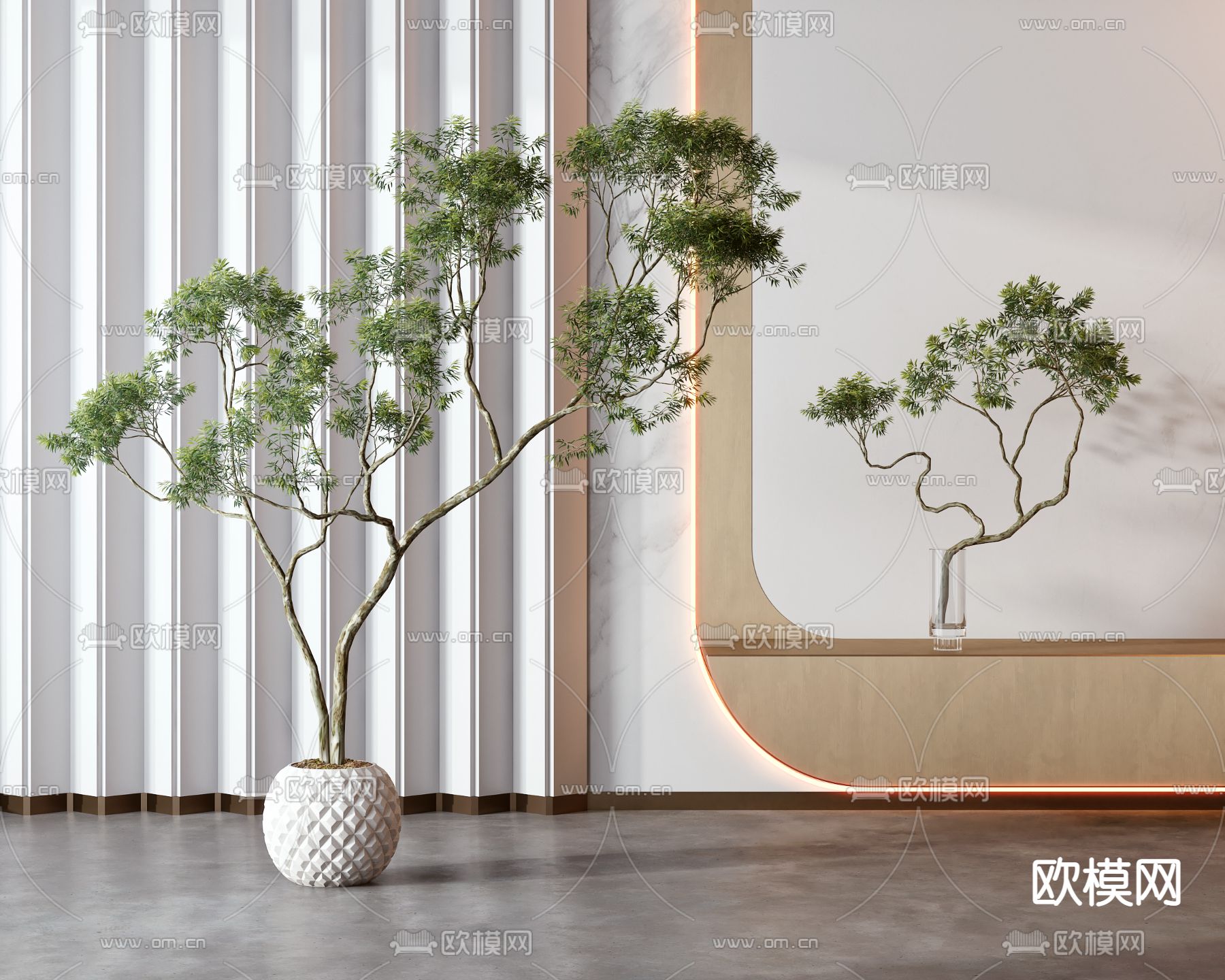 现代绿植盆栽3d模型