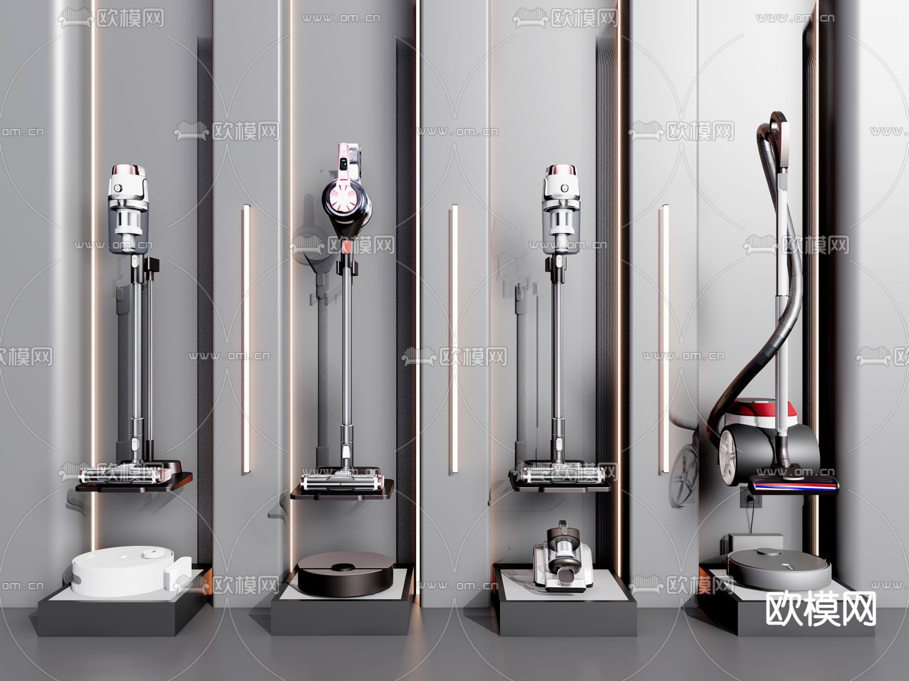 现代吸尘器扫地机器人su模型下载（渲染图1）