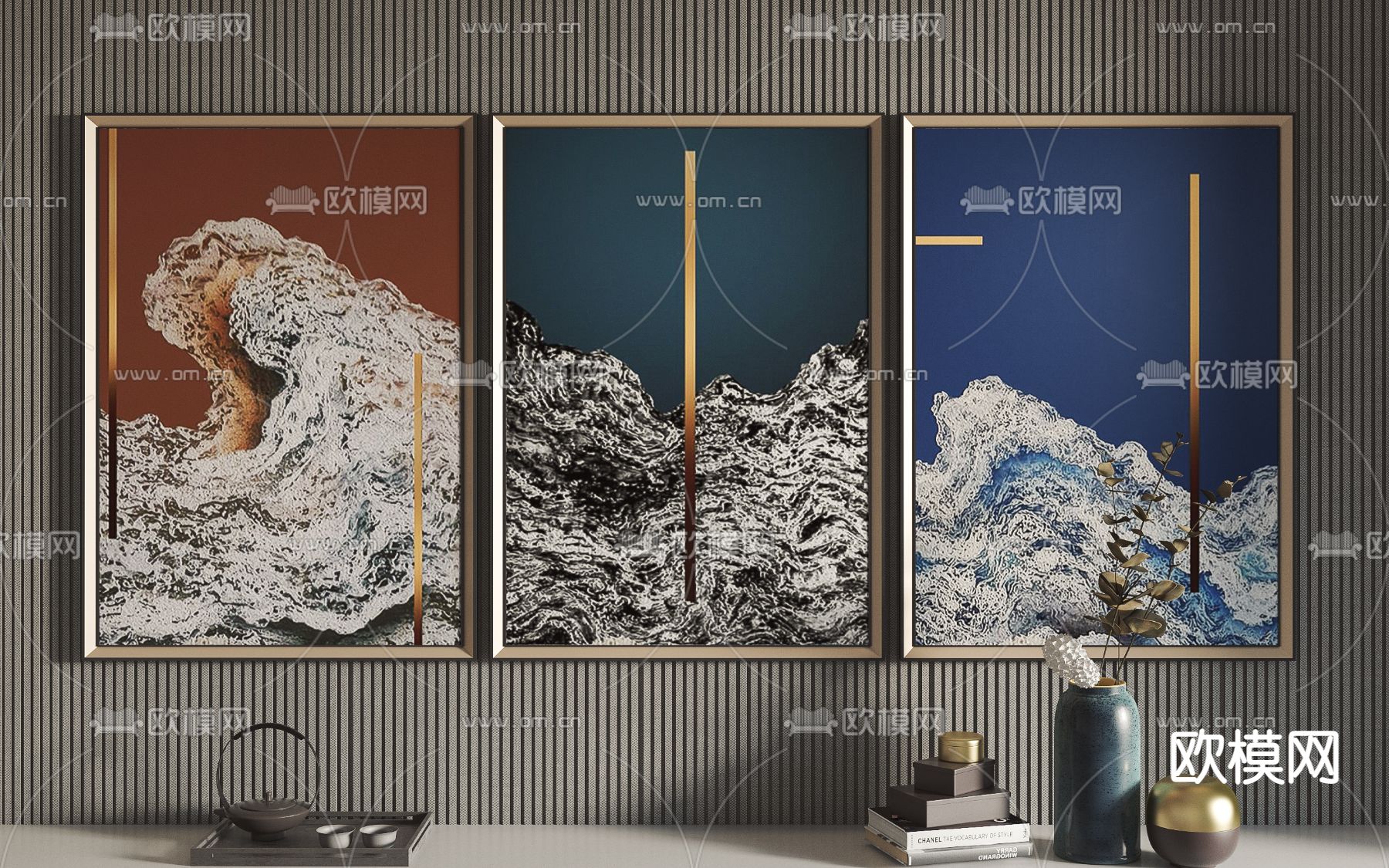 新中式装饰挂画3d模型