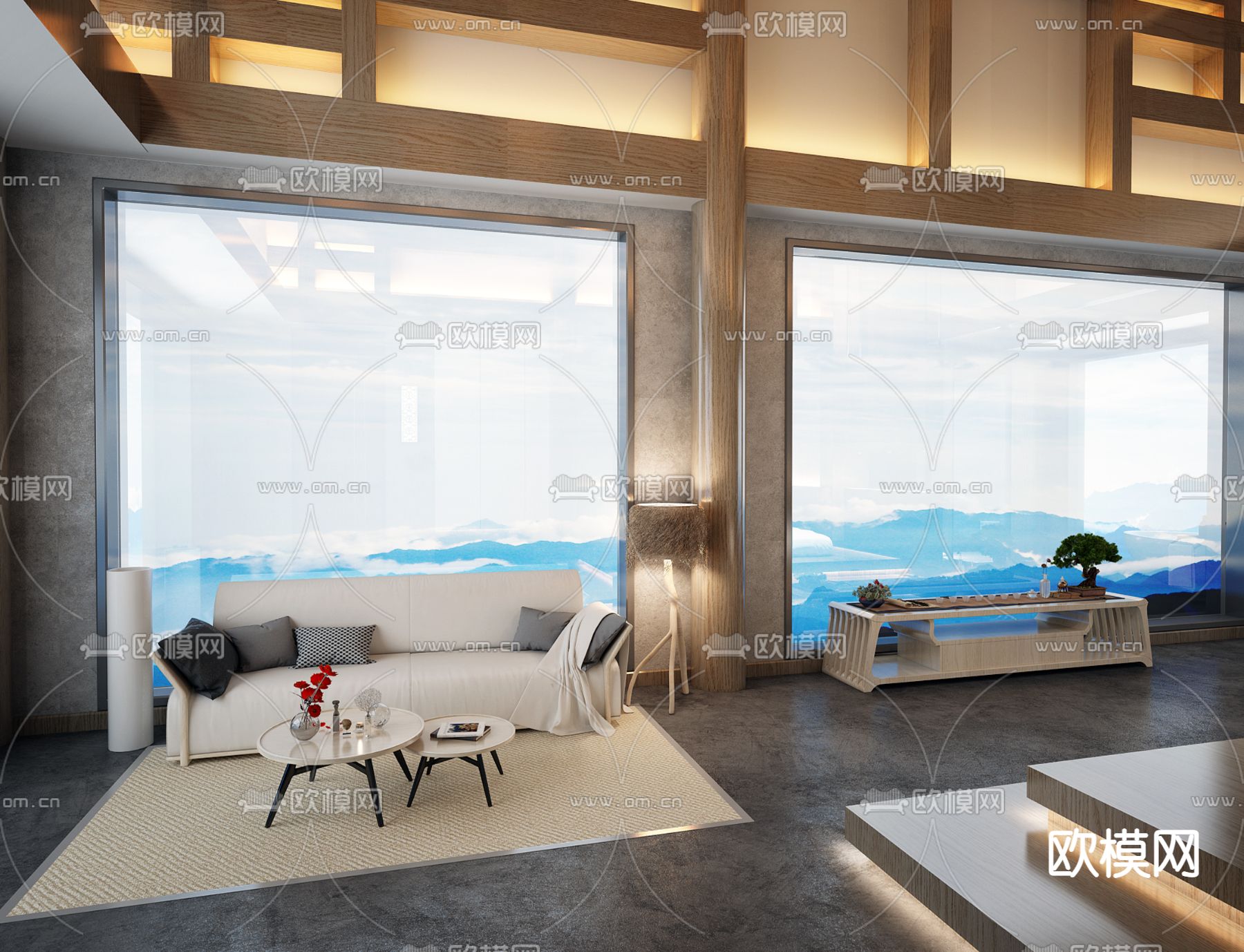 现代民宿酒店客房3d模型下载（渲染图3）