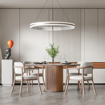 现代圆形餐桌椅su模型