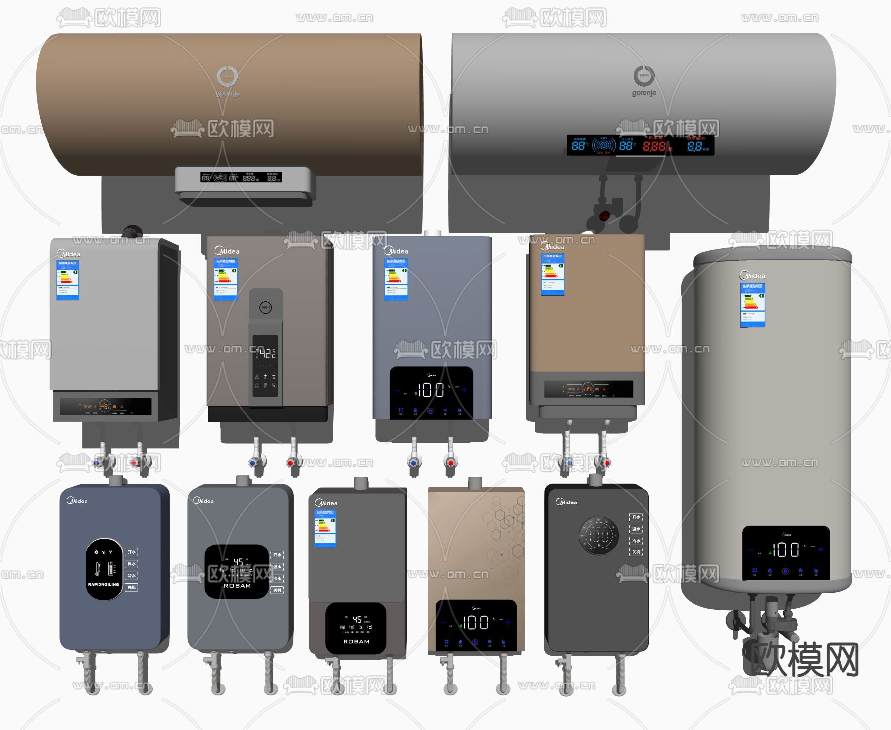 现代热水器燃气热水器电热水器su模型
