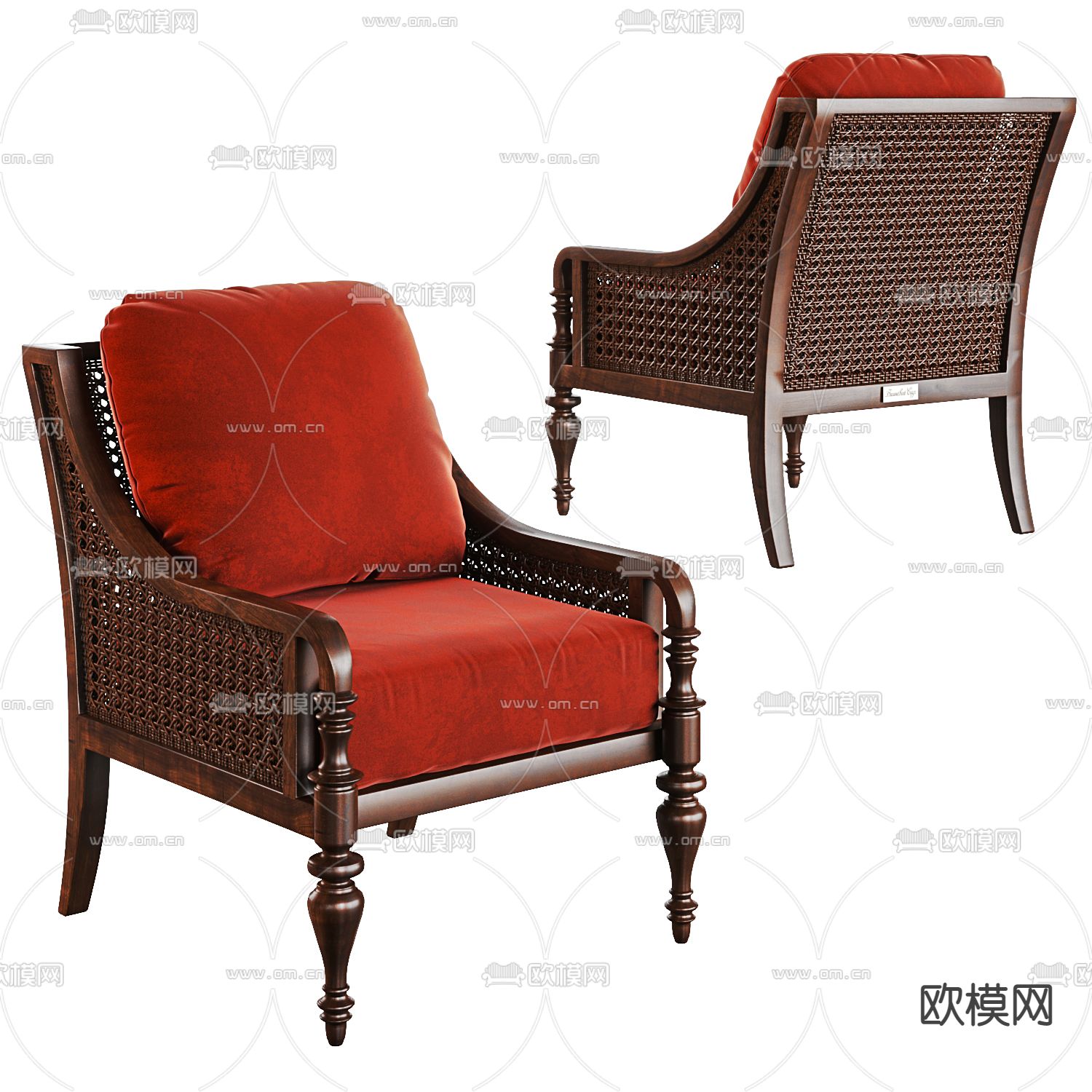 欧式古典藤编休闲椅3d模型