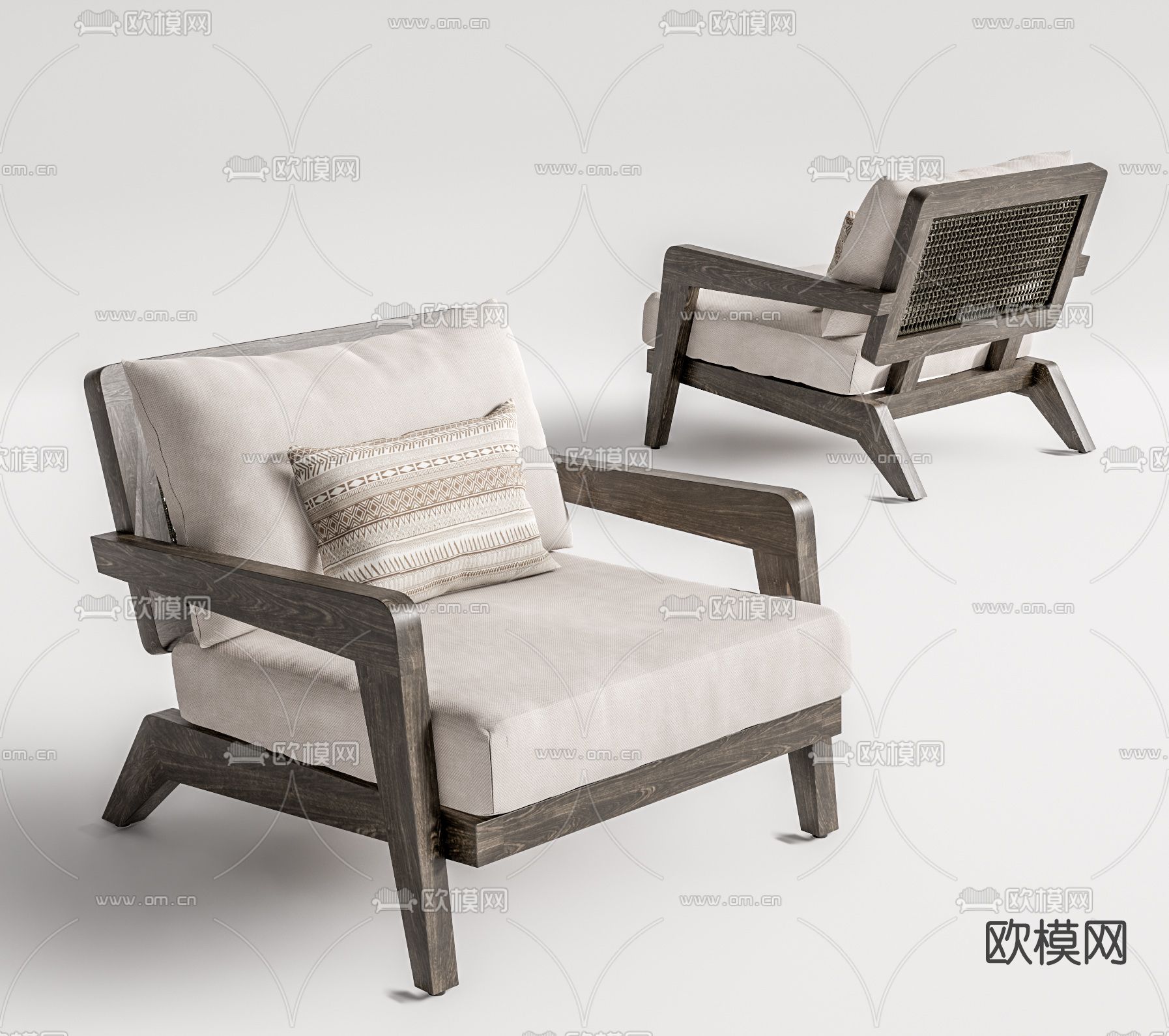 侘寂风休闲椅su模型