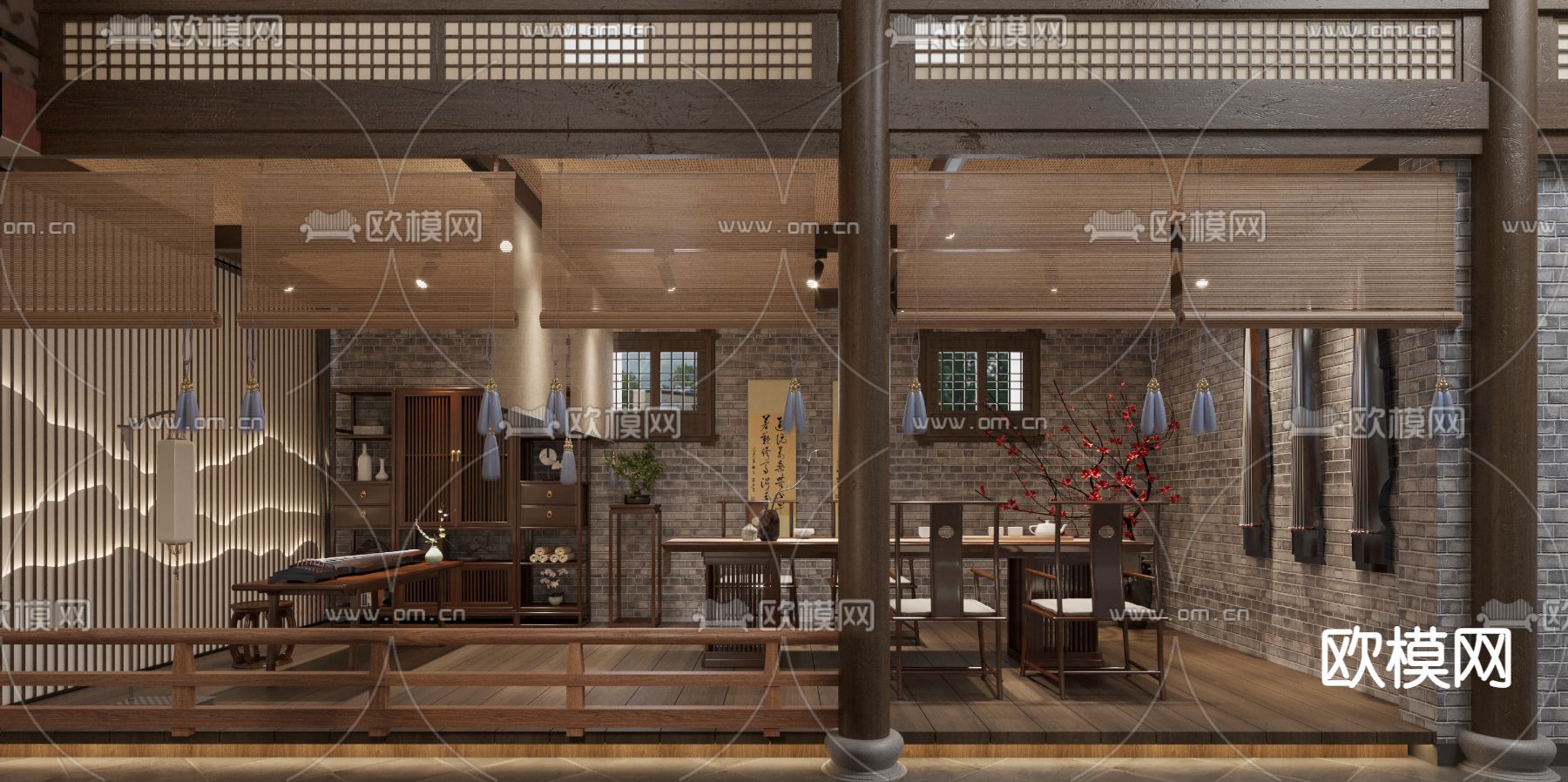 新中式茶馆茶楼3d模型下载（渲染图4）