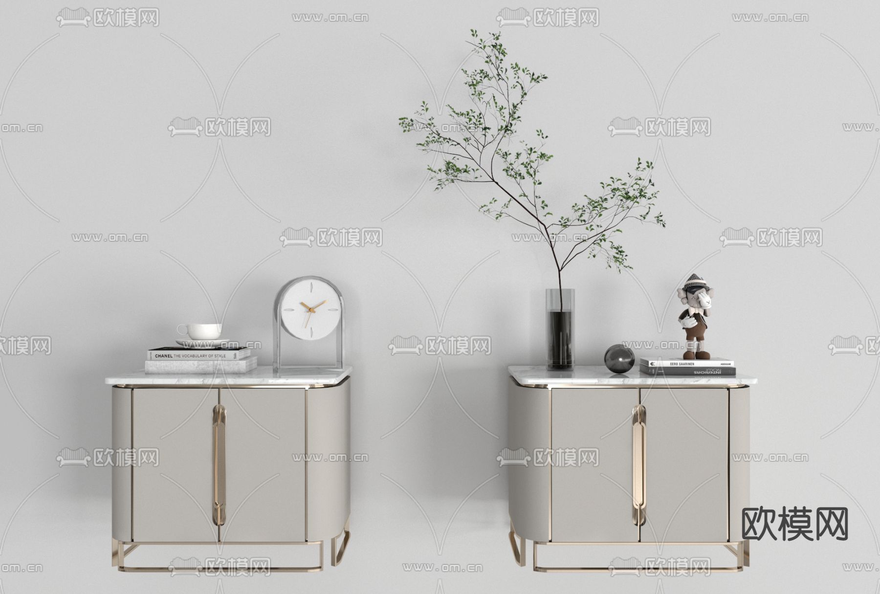 现代轻奢床头柜免费3d模型下载