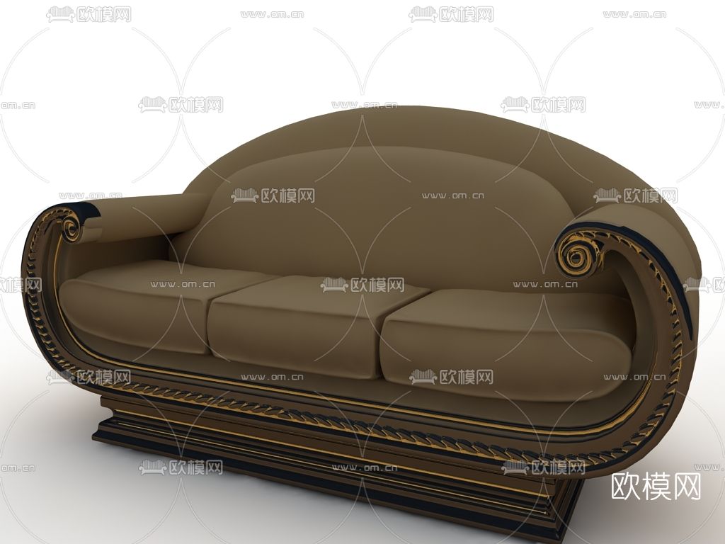 美式多人沙发免费3d模型下载