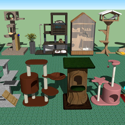  现代猫爬架su模型 