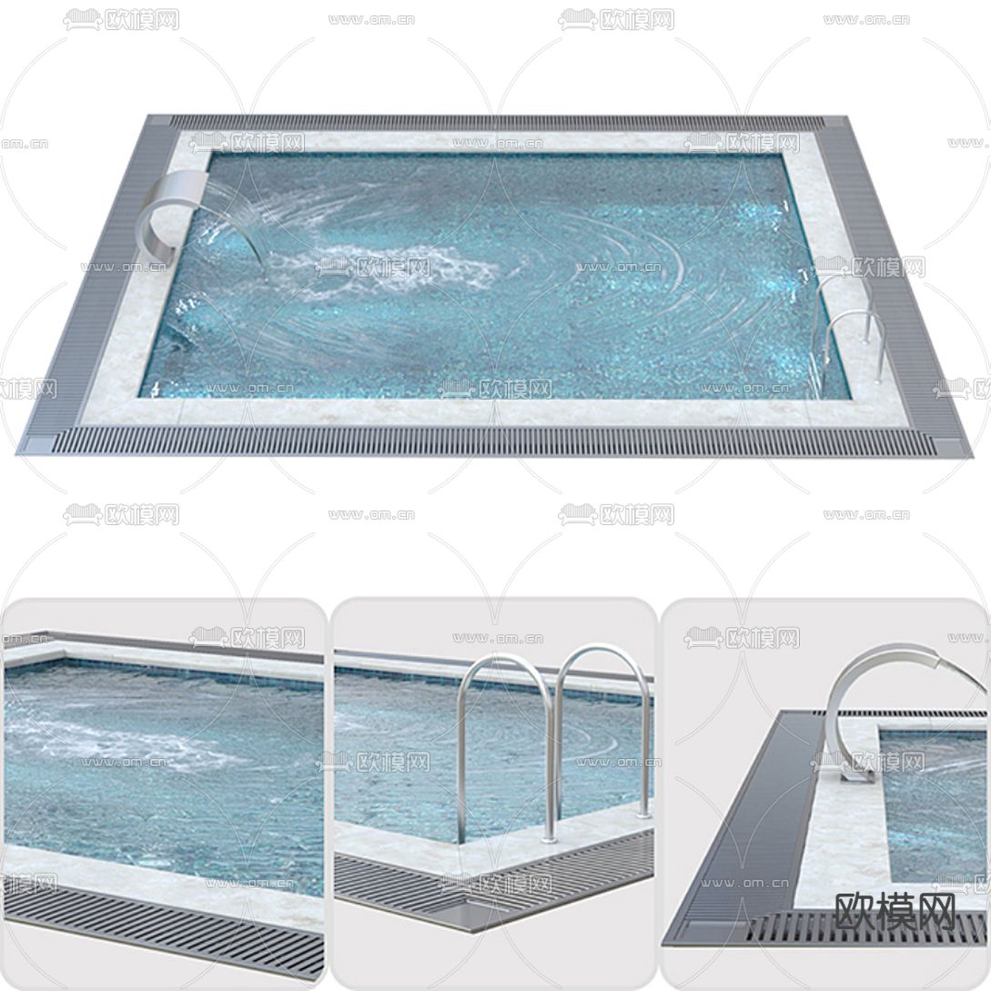 现代游泳池3d模型下载（渲染图1）