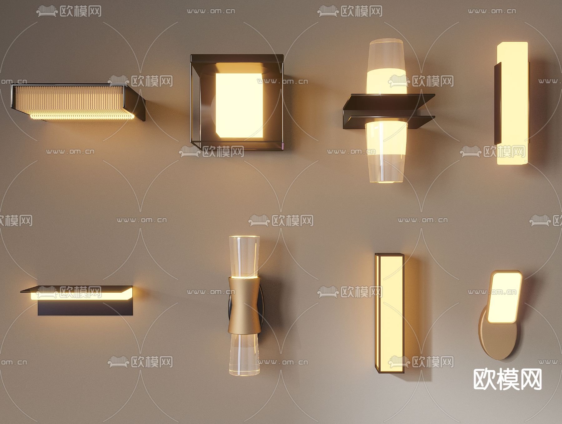 现代金属壁灯3d模型下载
