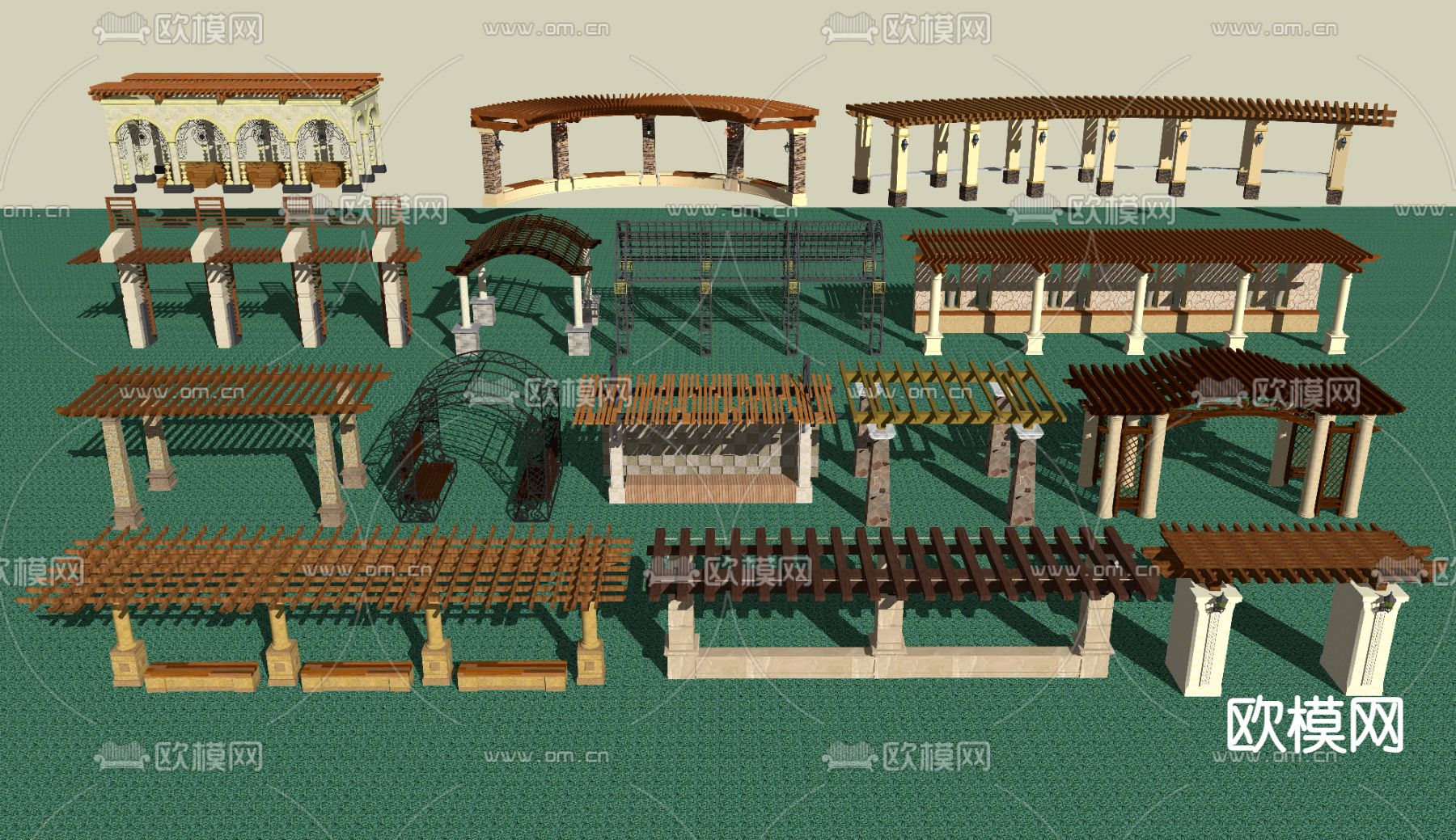 欧式廊架su模型下载