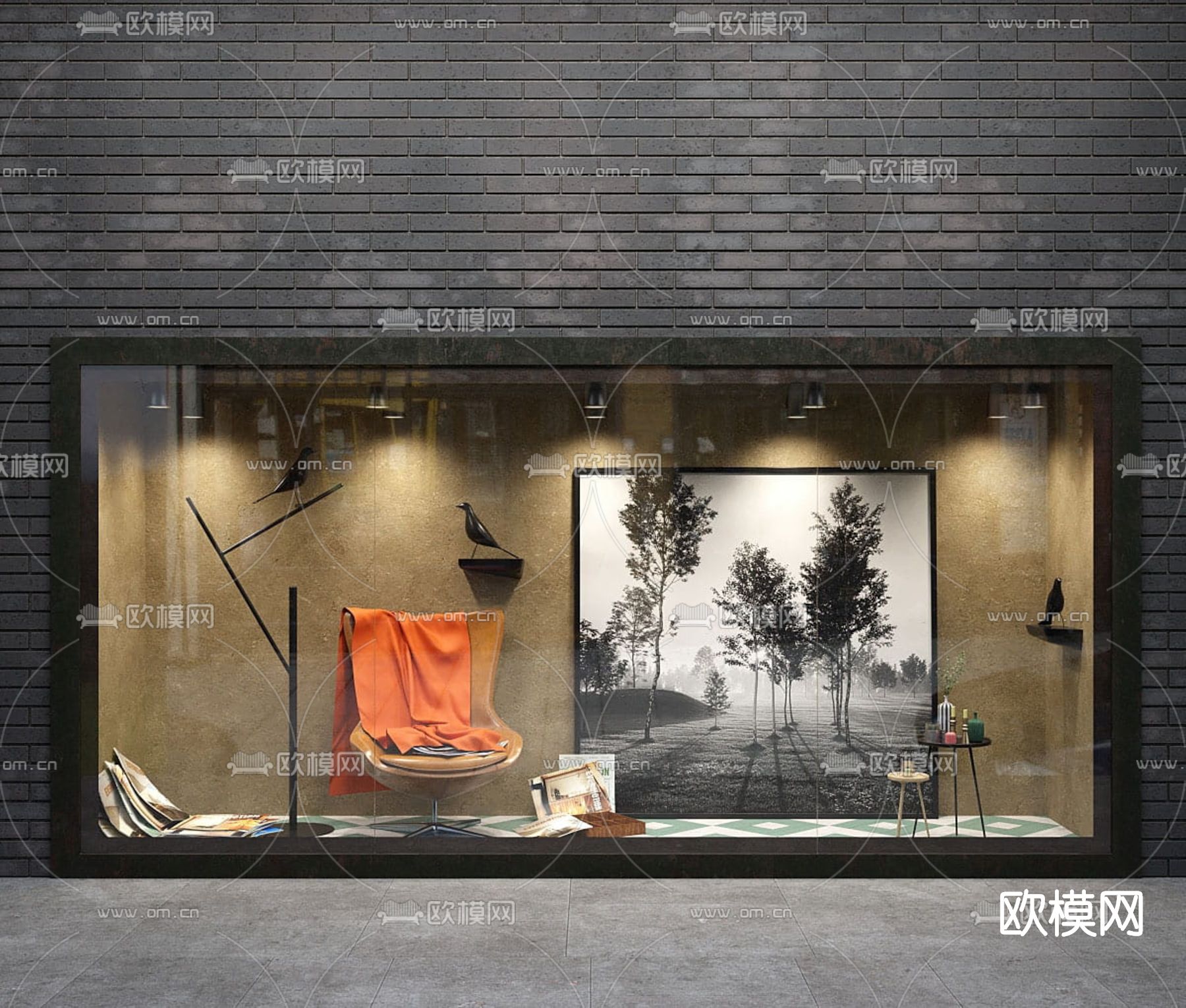 现代橱窗su模型下载（渲染图1）