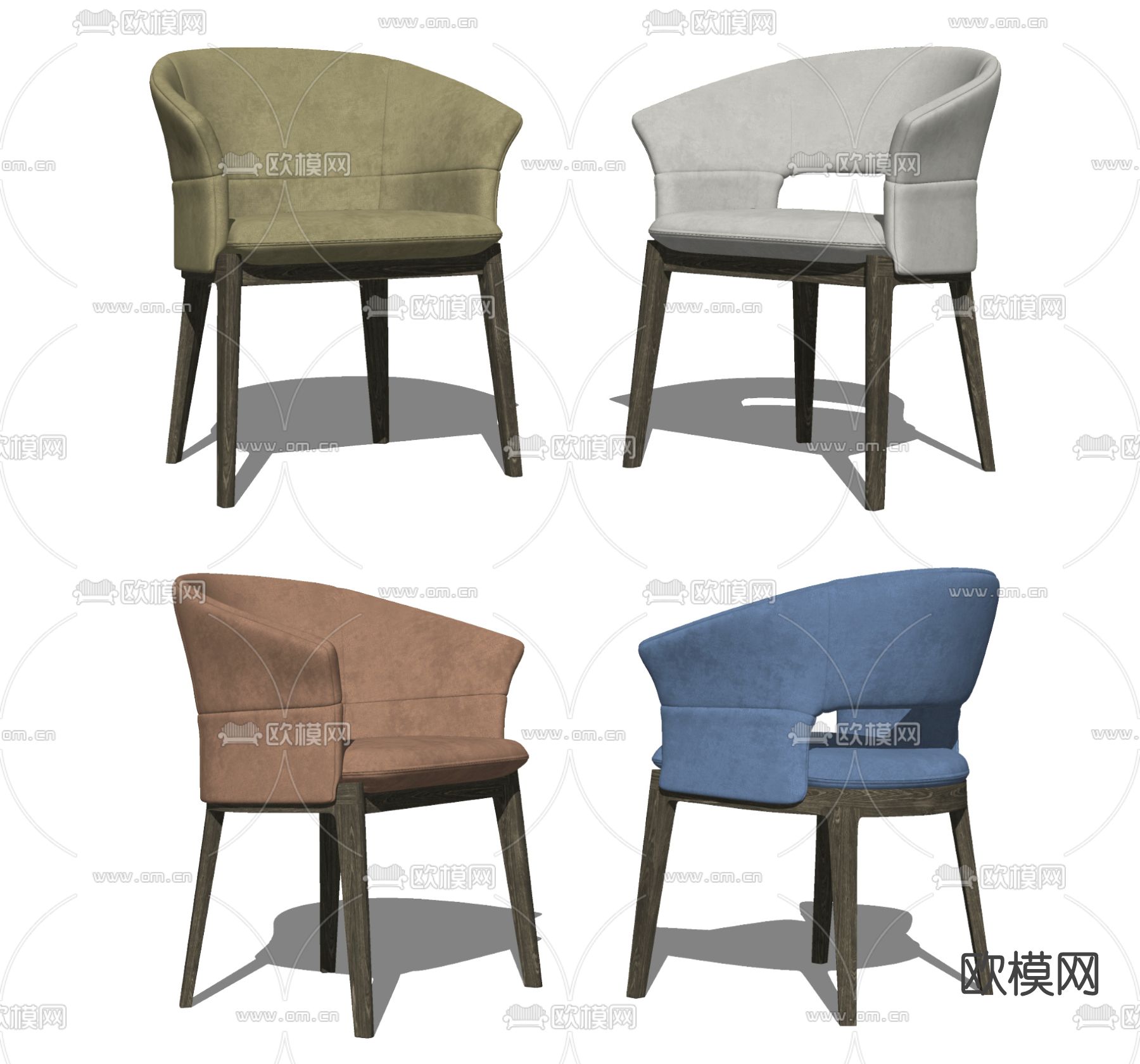 现代单椅餐椅su模型下载（渲染图2）