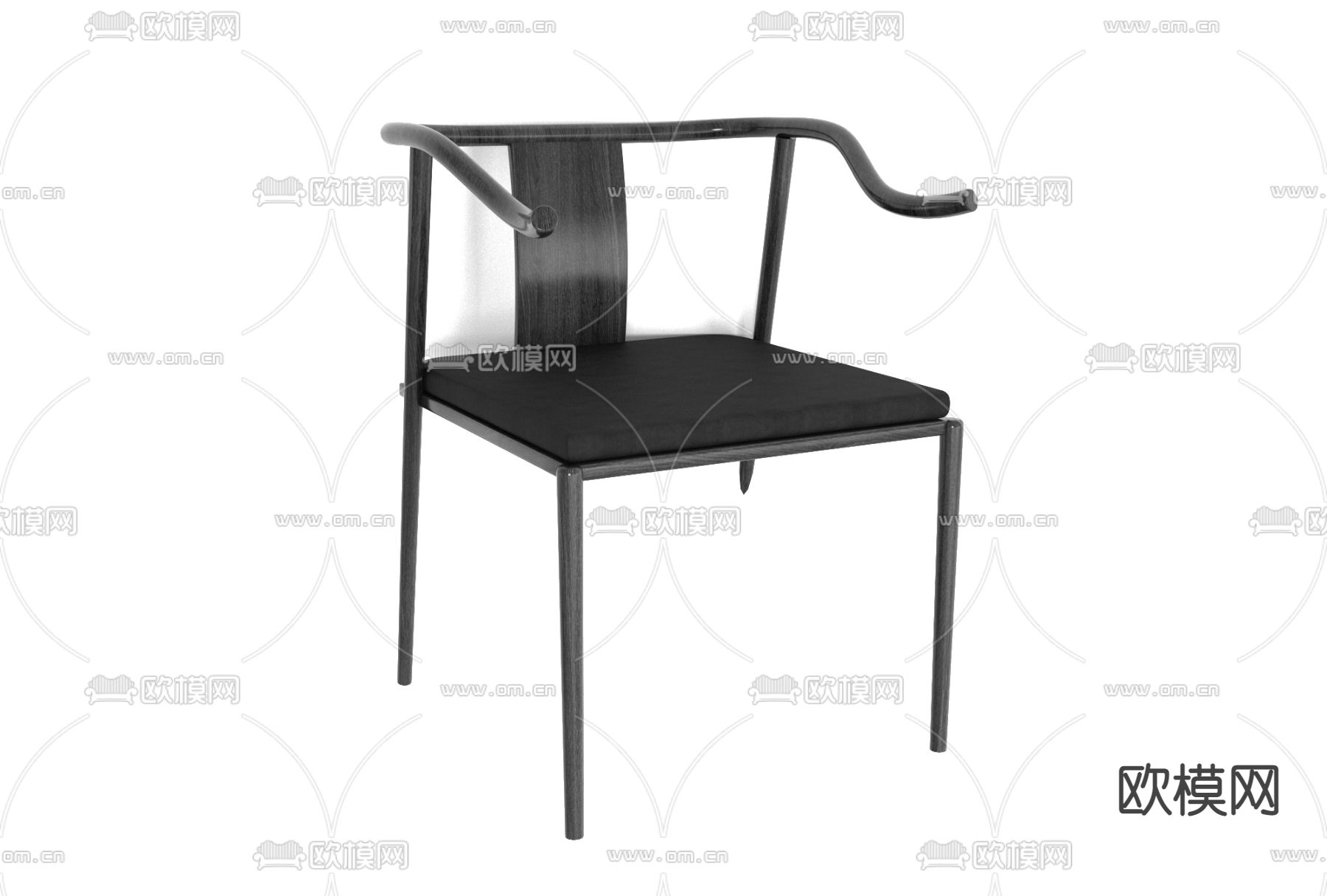 新中式实木休闲椅免费3d模型下载