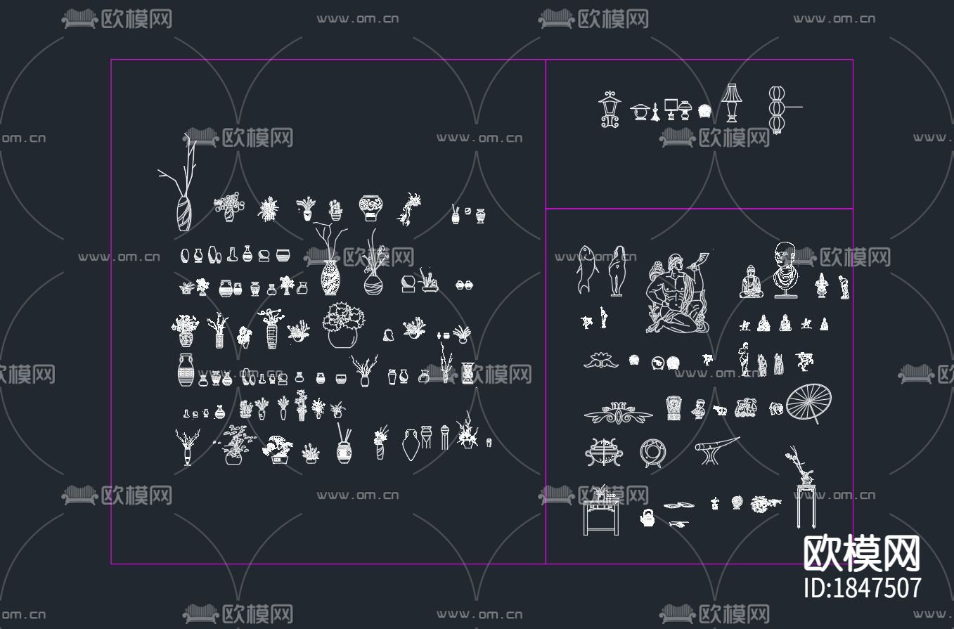 盆栽cad图库下载（渲染图3）