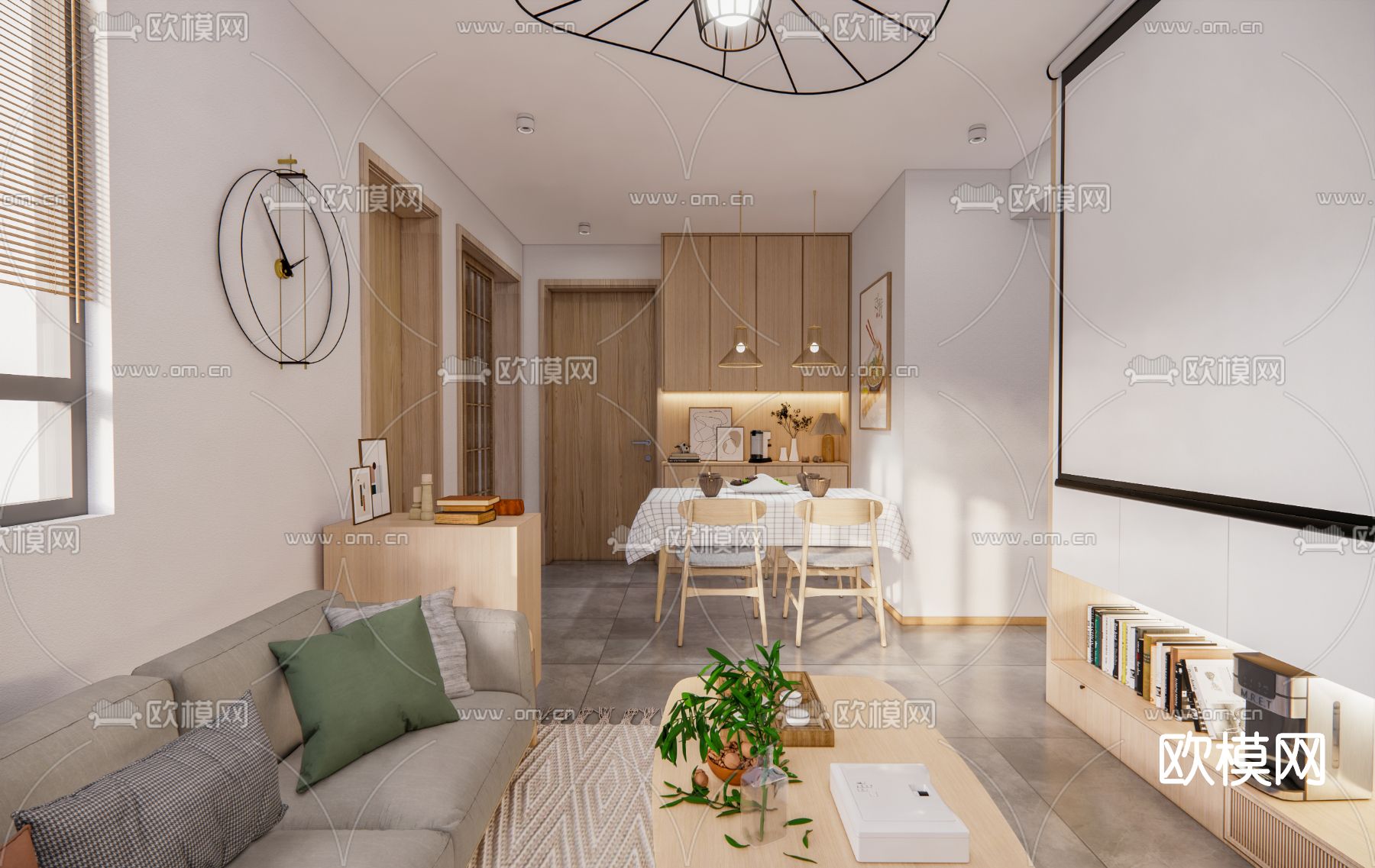 日式客餐厅su模型下载（渲染图2）