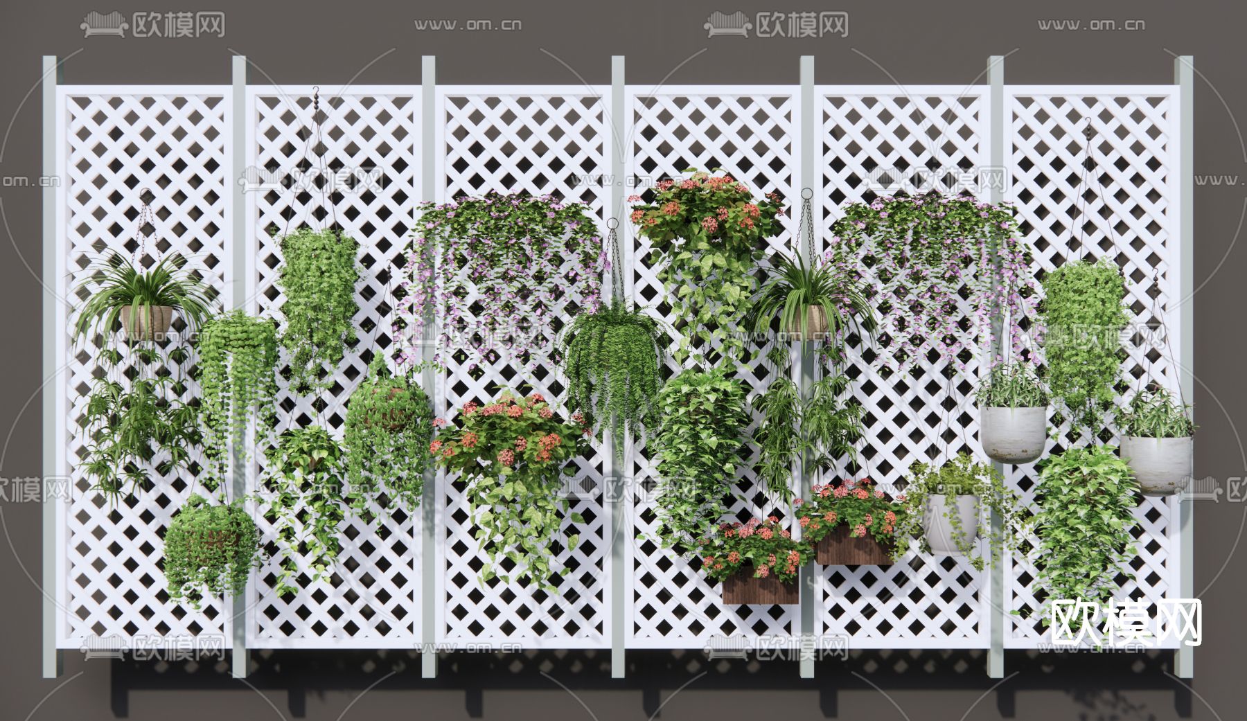 现代吊篮盆栽su模型下载（渲染图1）