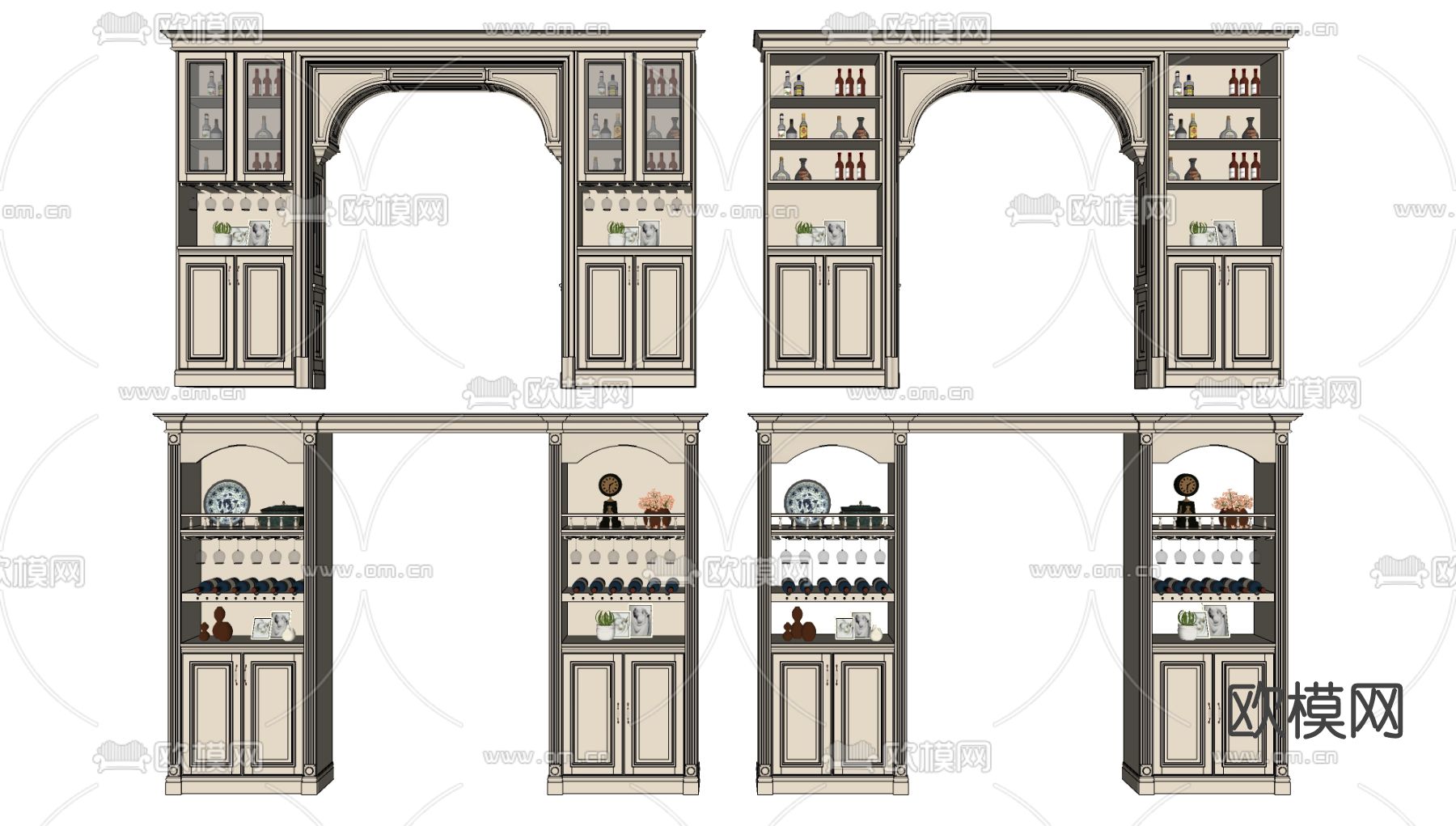 欧式酒柜门su模型下载（渲染图2）