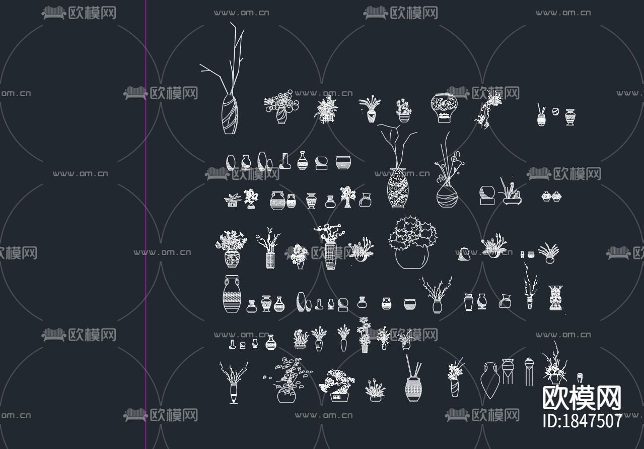盆栽cad图库下载（渲染图1）