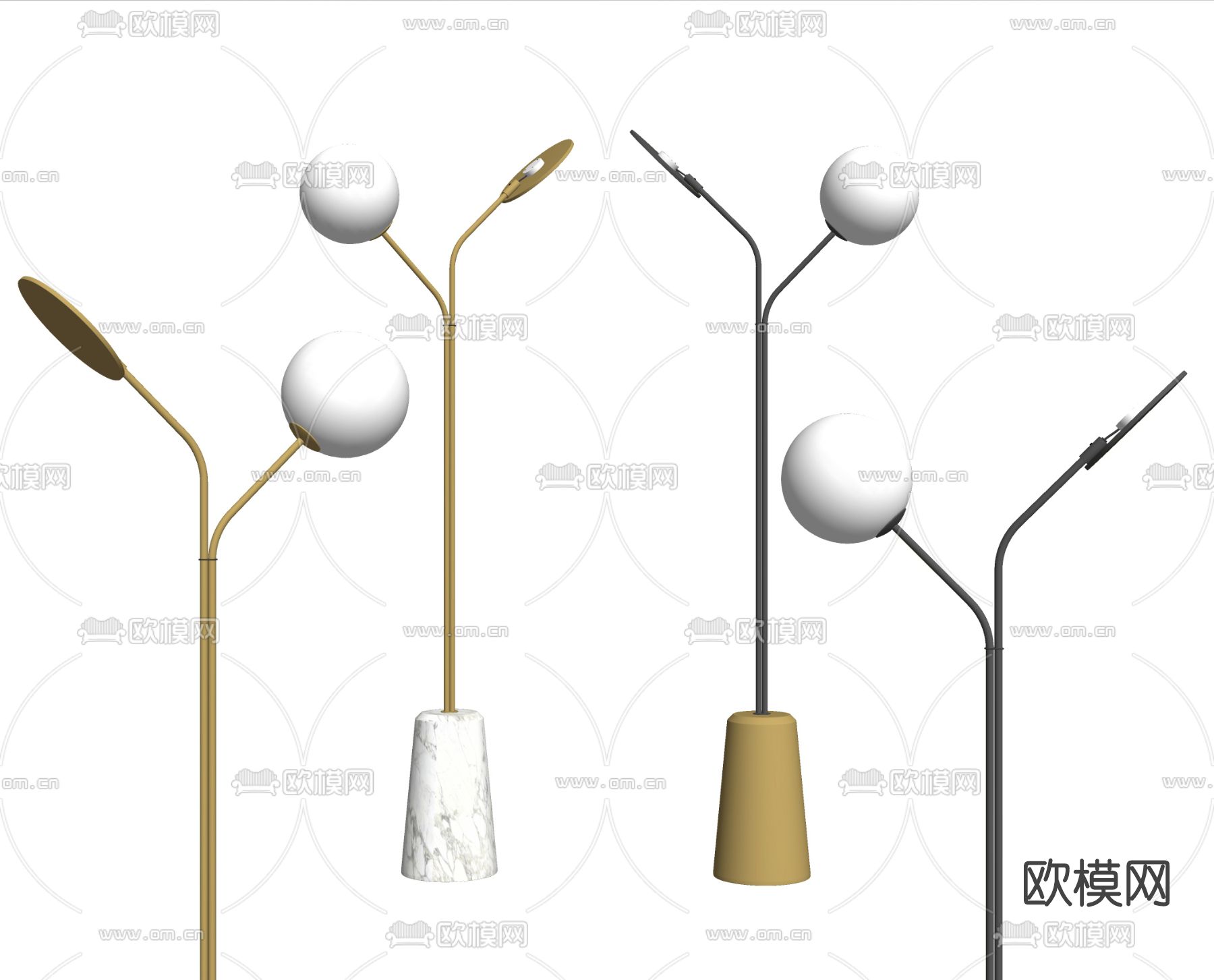 现代金属落地灯su模型下载（渲染图2）